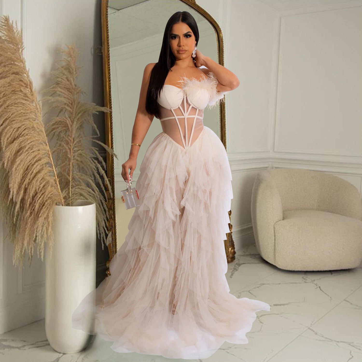 Sleeveless Wrap Mesh Long Dresses - Beachwear, Dresses