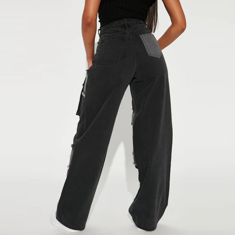 Mixed Baggy Jeans - Denim, Pants