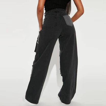 Mixed Baggy Jeans - Denim, Pants