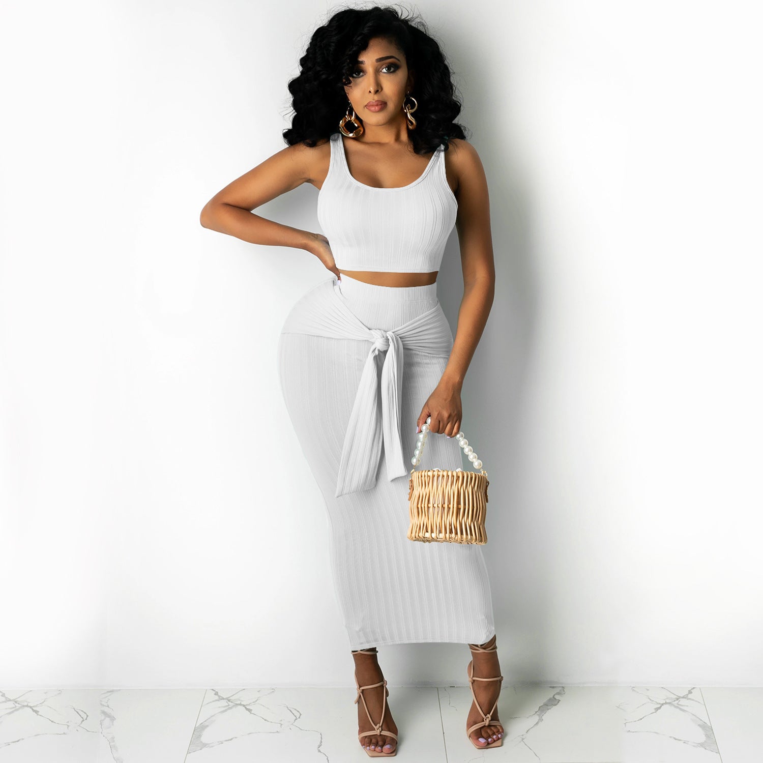 Summer Metallic Skirt Set - Dresses, Two Piece Sets