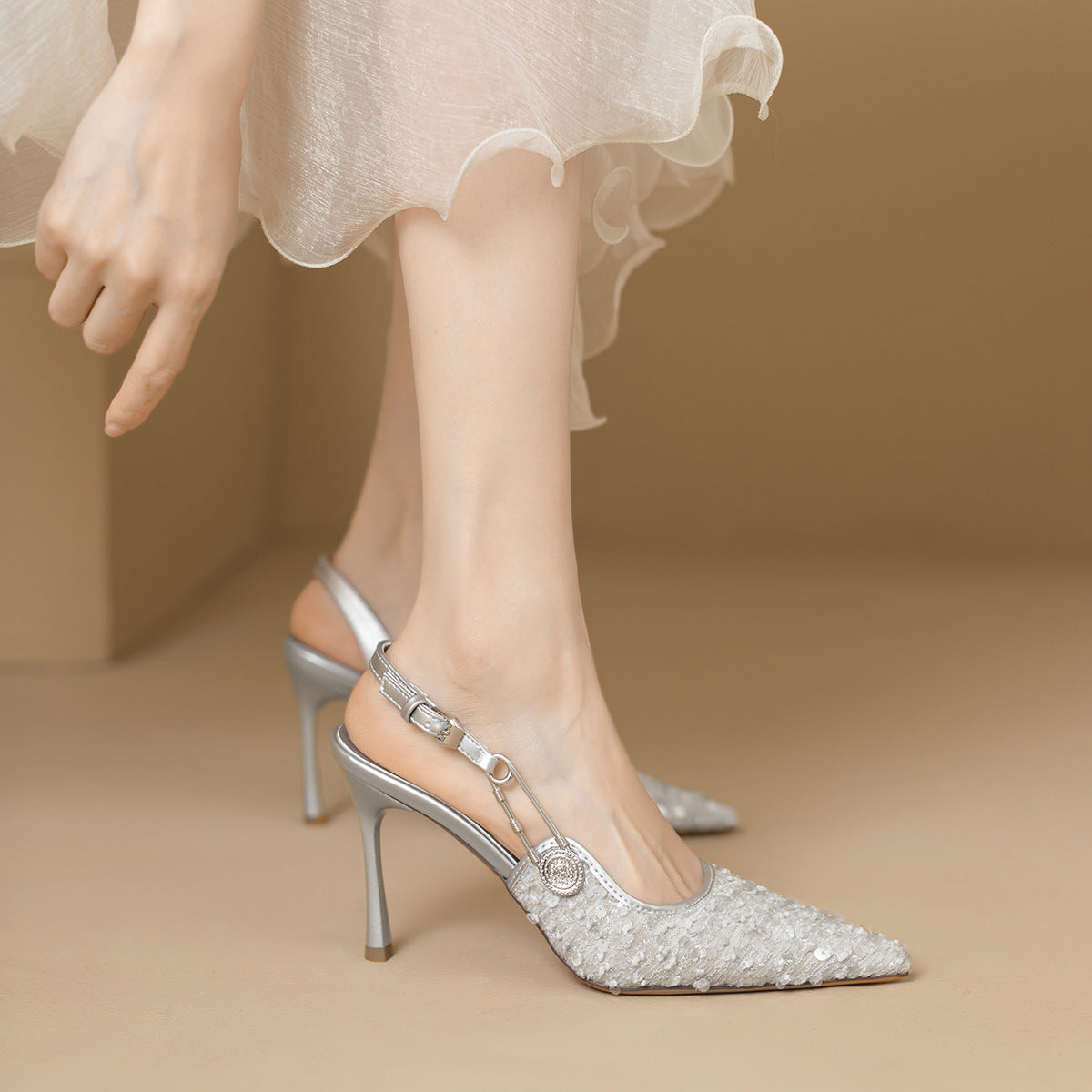 Solene Lace Sling Pumps - Pumps