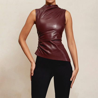 Catching Looks Faux Leather Top - Tops
