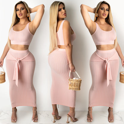Summer Metallic Skirt Set - Dresses, Two Piece Sets